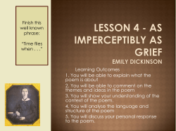 Learning Outcomes 1. You will be able to explain what the poem is