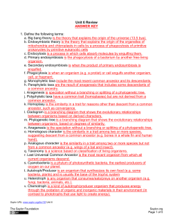 Unit 6 Review ANSWER KEY 1. Define the following terms: a. Big