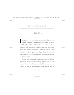 Thrift and Generosity - Bring Back Thrift Week