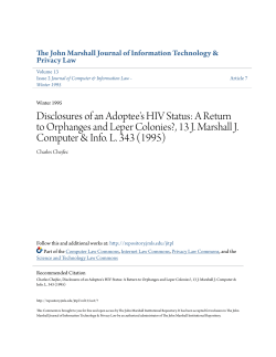 Disclosures of an Adoptee`s HIV Status: A Return to Orphanges and
