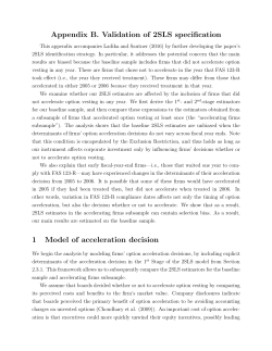 Appendix B. Validation of 2SLS specification 1 Model of acceleration