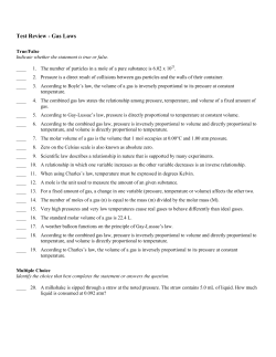 Test Review - Gas Laws