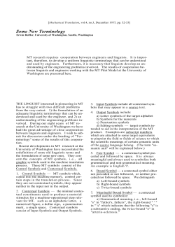 Some new terminology - Machine Translation Archive