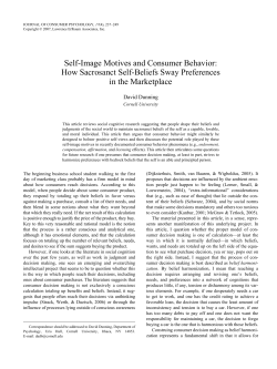 Self-Image Motives and Consumer Behavior: How Sacrosanct Self