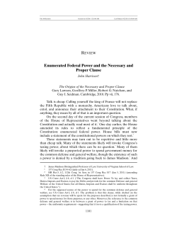 Enumerated Federal Power and the Necessary and Proper Clause