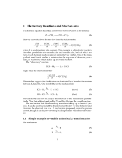 1 Elementary Reactions and Mechanisms
