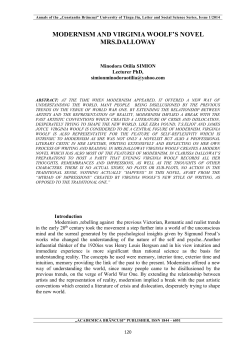 MODERNISM AND VIRGINIA WOOLF`S NOVEL MRS.DALLOWAY