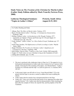 Study Notes on The Freedom of the Christian by Martin Luther
