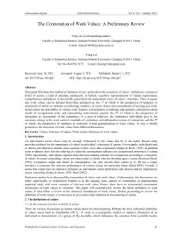 The Connotation of Work Values: A Preliminary Review