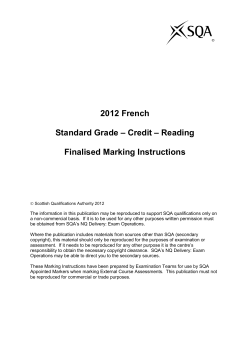 2012 French Standard Grade – Credit – Reading Finalised Marking