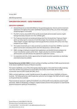 Exploration Update - Gold Tenements