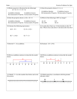 Name Practice Problems For Quiz 1) Which property is illustrated by