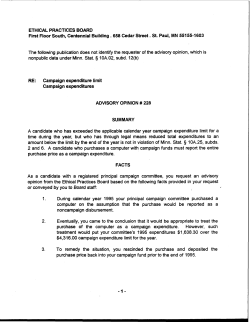 Advisory Opinion 228 - Campaign Finance and Public Disclosure