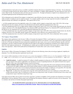 Sales and Use Tax Abatement - Nevada Governor`s Office of