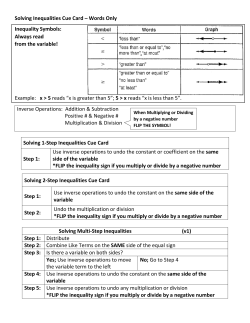 Solving Inequalities Cue Card &ndash; Words Only Inequality Symbols