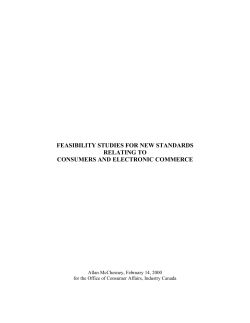 Feasibility Studies For New Standards Relating To Consumers And