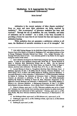 Mediation: Is it Appropriate for Sexual Harassment Grievances