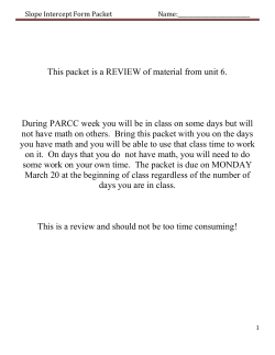 Slope Intercept Form Packet Name: