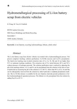 Hydrometallurgical processing of Li-Ion battery - RWTH