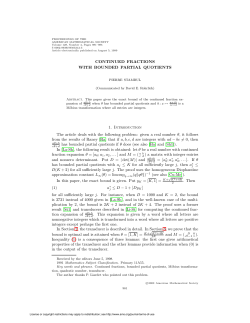 CONTINUED FRACTIONS WITH BOUNDED PARTIAL QUOTIENTS