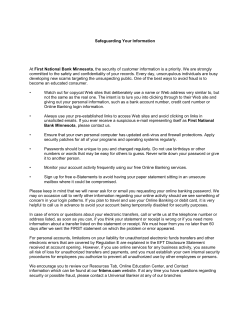 Safeguarding Your Information At First National Bank Minnesota, the