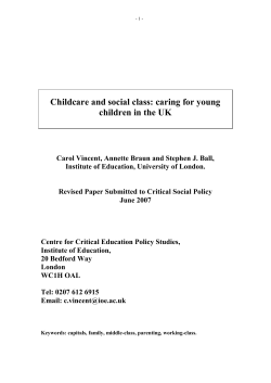 Childcare, choice and social class: caring for young children in the UK