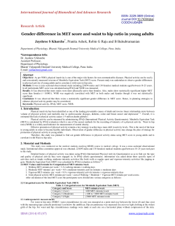 Gender difference in MET score and waist to hip ratio in young adults