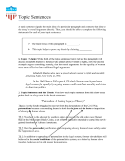 Topic Sentences - OU Exploring US History