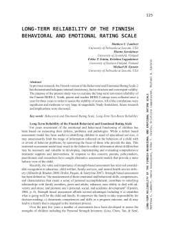 long-term reliability of the finnish behavioral and emotional rating