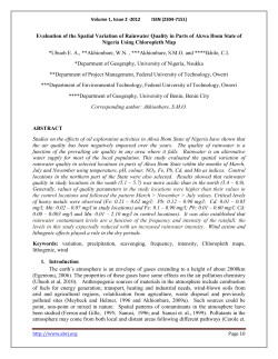 SPATIAL ANALYSIS OF RAINWATER IN PARTS OF AKWA IBOM