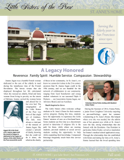 Fall 2016 Newsletter - Little Sisters of the Poor San Francisco
