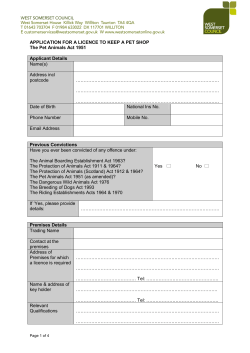 PET SHOP - Application Form