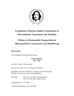 Precipitation of Barium Sulphate Nanoparticles in Microemulsion
