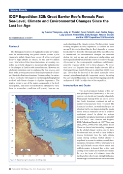 IODP Expedition 325: Great Barrier Reefs Reveals Past Sea