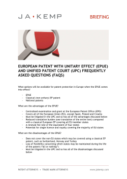 EUROPEAN PATENT WITH UNITARY EFFECT (EPUE) AND