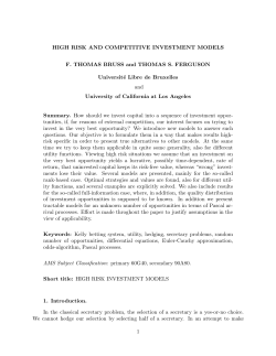 high risk and competitive investment models f. thomas