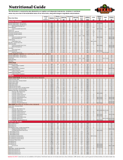 Texas Roadhouse Nutritional Guide