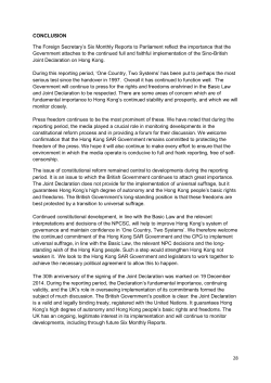 28 CONCLUSION The Foreign Secretary‟s Six Monthly Reports to