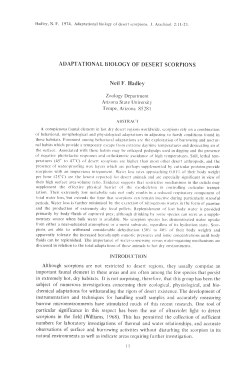 ADAPTATIONAL BIOLOGY OF DESERT SCORPION S Neil F
