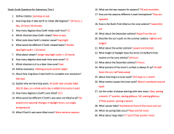 Study Guide Questions for Astronomy Test 1 1. Define rotation