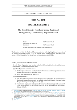 The Social Security (Northern Ireland Reciprocal Arrangements