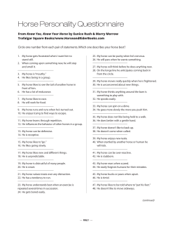 Horse Personality Questionnaire