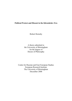 Political Protest and Dissent in the Khrushchev Era