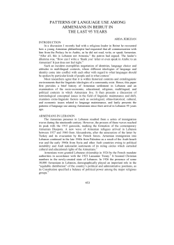 PATTERNS OF LANGUAGE USE AMONG ARMENIANS IN BEIRUT