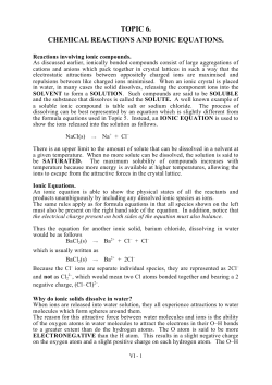 TOPIC 6. CHEMICAL REACTIONS AND IONIC EQUATIONS.