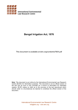 Bengal Irrigation Act, 1876 - International Environmental Law