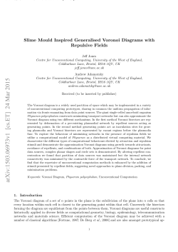 Slime Mould Inspired Generalised Voronoi Diagrams with Repulsive