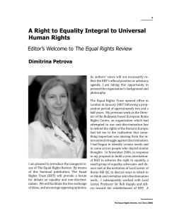 A Right to Equality Integral to Universal Human Rights: Editor`s