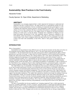 Sustainability: Best Practices in the Food Industry