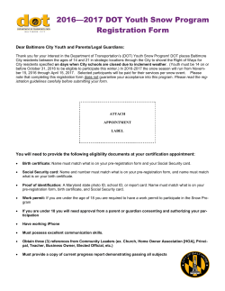 2016&mdash;2017 DOT Youth Snow Program Registration Form
